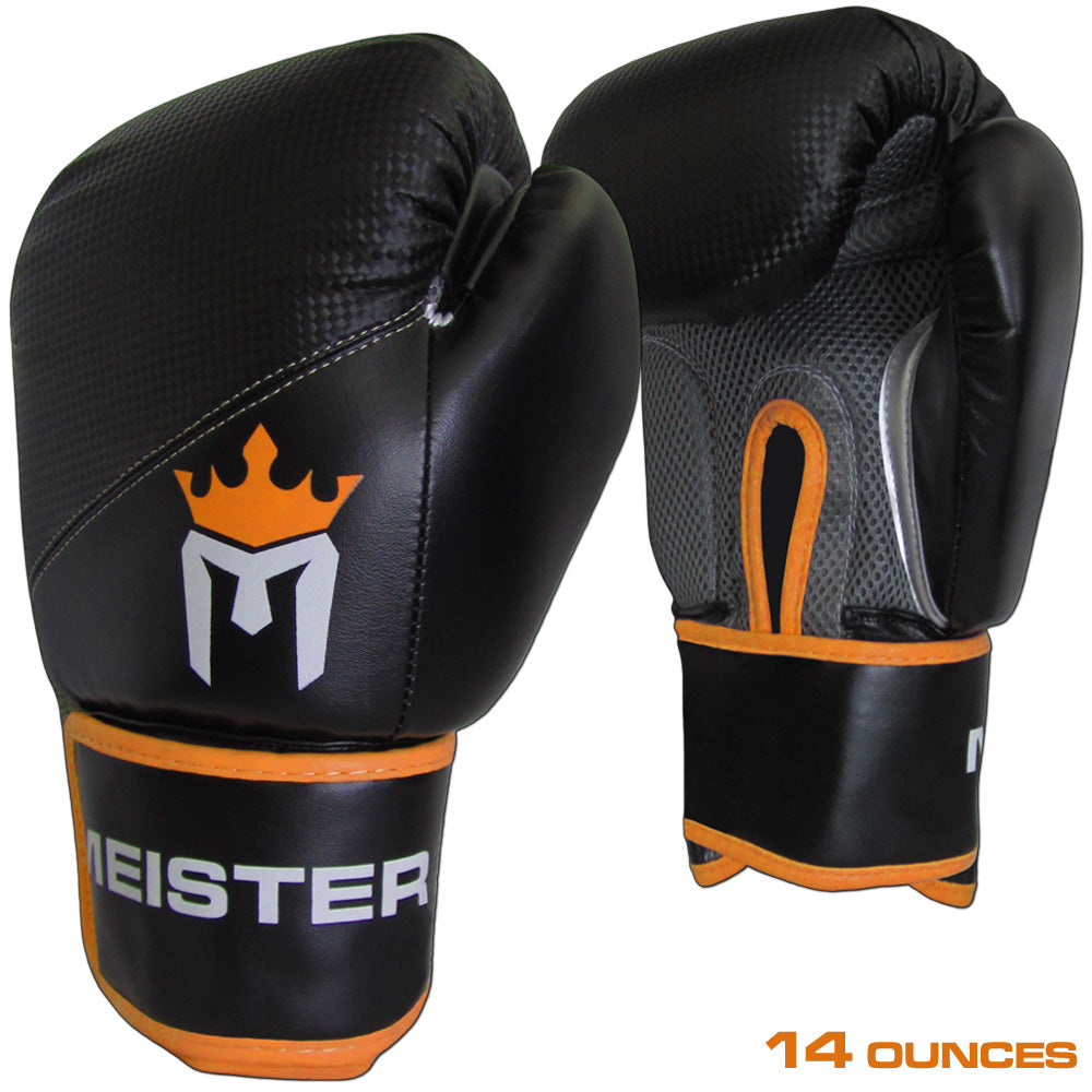 14 Ounce Meister Pro Boxing Gloves Black/Orange [1052OR14] 34.99