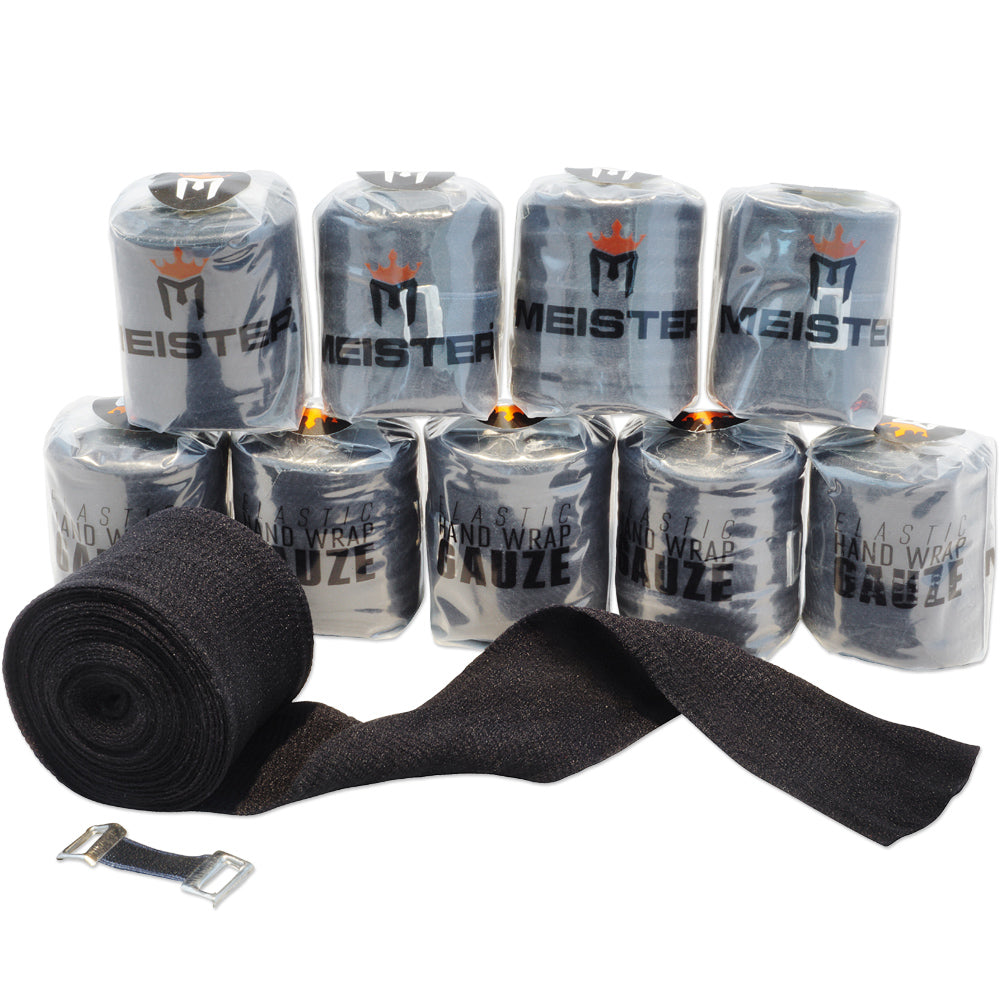 Meister Traditional Elastic Gauze Hand Wraps Black 10 Pack