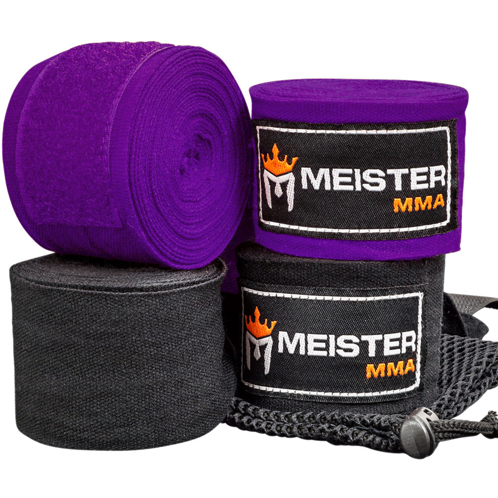 Meister ELITE 180 Elastic Hand Wraps 2 Pack Black / Purple