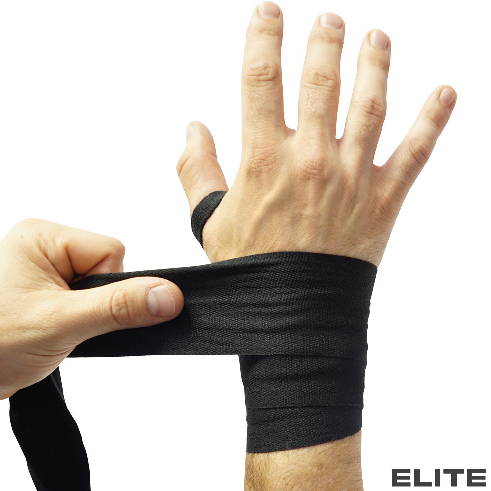 ELITE WRAPS BY MEISTER 180" BLACK Elastic MMA Boxing Hand Wraps