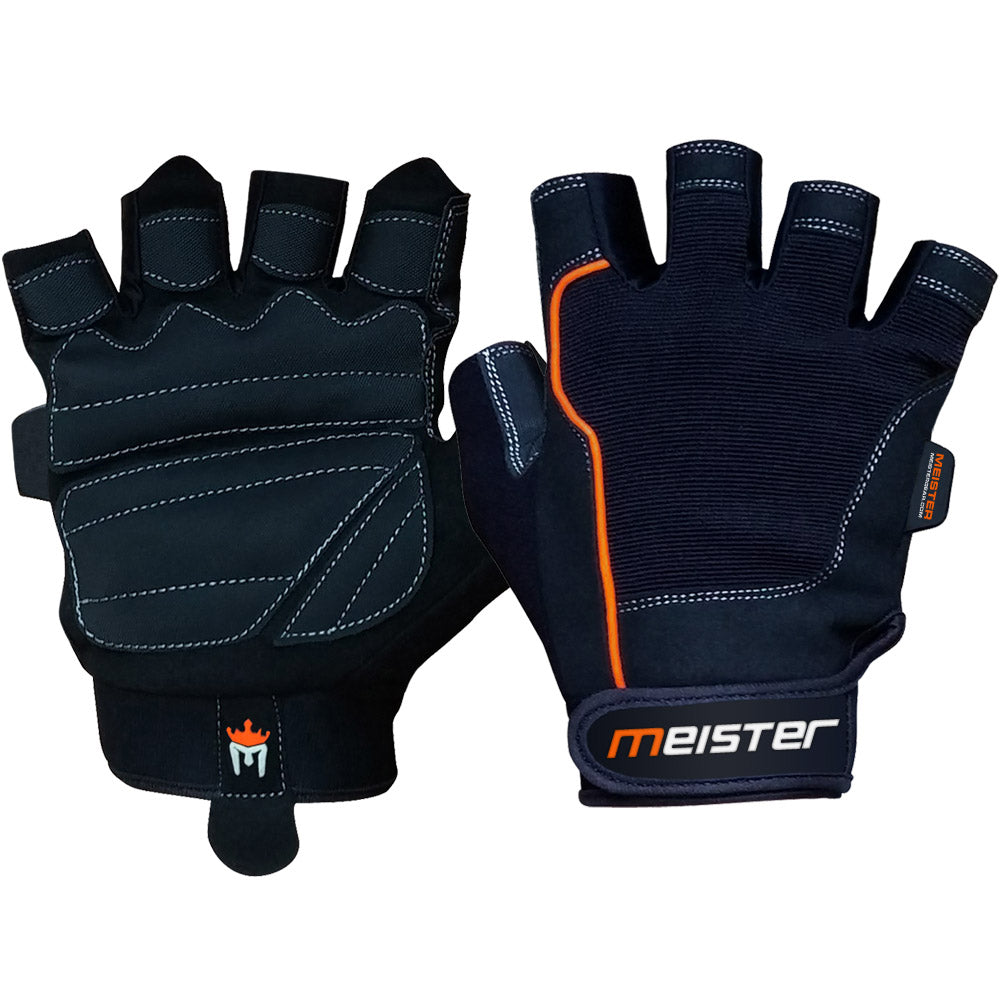 Meister Grip Fit Weight Lifting Gloves Black/Orange [1064BKOR] 18.