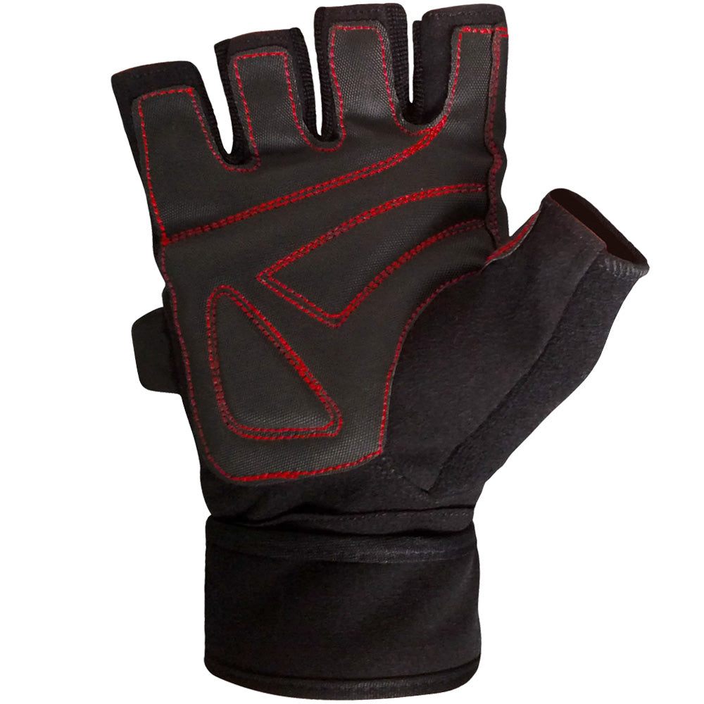 Wrist Wrap Weight Lifting Gloves w/ Gel Padding Black/Red [1066BKRD