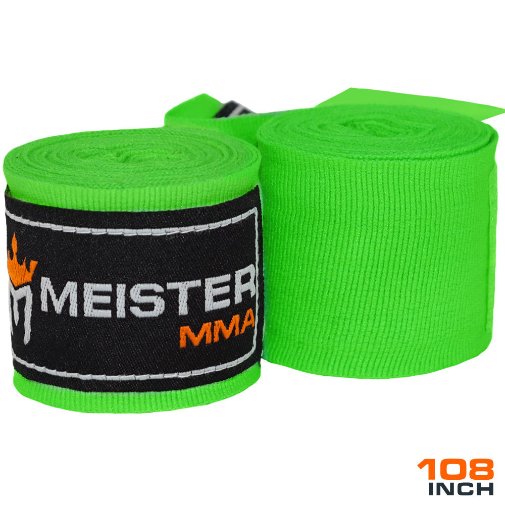 Meister Junior 108 Elastic Cotton Hand Wraps for MMA Boxing Pair Black