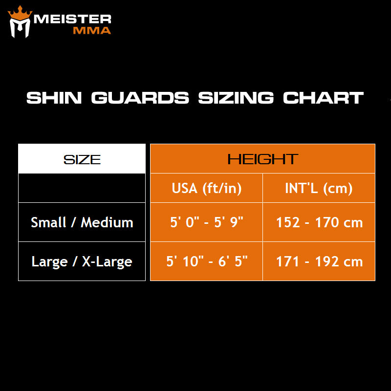 Muay Thai Shin Guards Size Chart