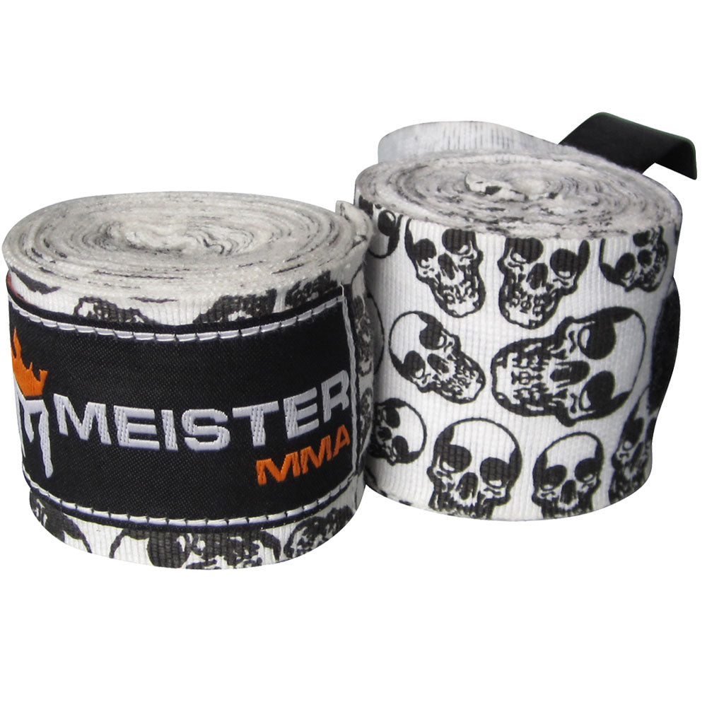 DEATH SKULLS 180" ELASTIC HAND WRAPS Meister MMA Cotton Boxing Wraps